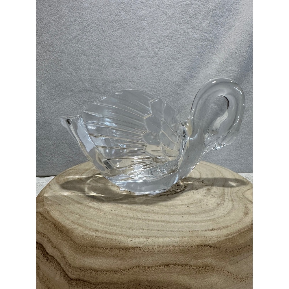 Crystal Swan Candy Dish Trinket Holder Elegant Glass Bird Figurine